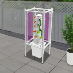 Clearance Hydroponisk tornträdgård - Inomhus odlingssystem - 6 nivåer - 30 planthål - 4 LED växtlampor - Självvattnande - Smart - Vit Kit För Växt- & Örtplantering