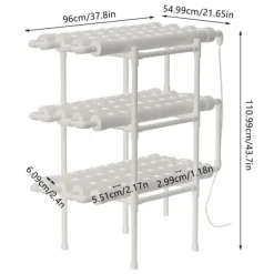 Hydroponiskt Grönsaksodlingskit, 3 Lager, 108 Växtplatser, PVC-material, Jordlös System, Kompakt Design