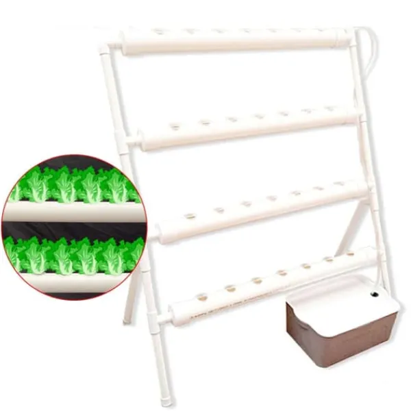 Hydroponiskt odlingskit, 36 platskapacitet, vertikal design,Vit Kit För Växt- & Örtplantering