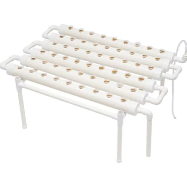 Hydroponiskt odlingskit - 6-rörssystem - 54 odlingsplatser - 1 nivå - PVC - Komplett set - Vit Kit För Växt- & Örtplantering