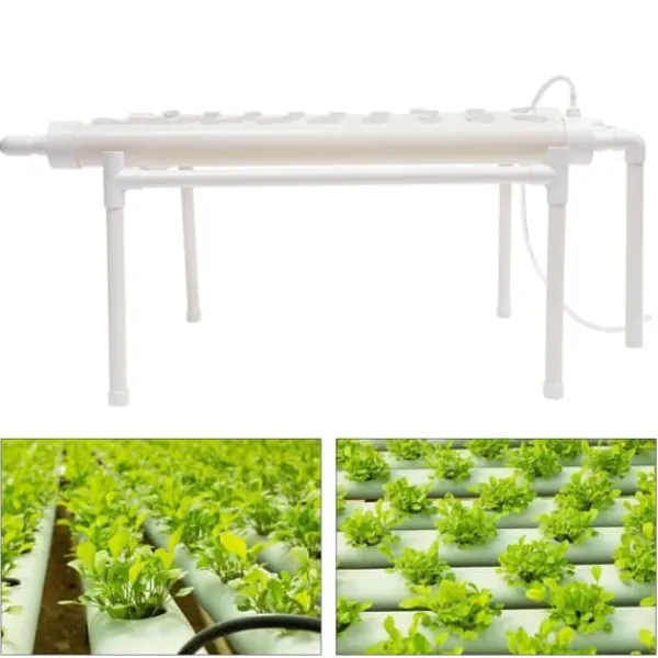 Hydroponiskt odlingskit - 6-rörssystem - 54 odlingsplatser - 1 nivå - PVC - Komplett set - Vit Kit För Växt- & Örtplantering