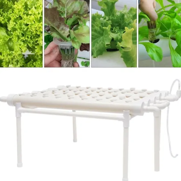 Hydroponiskt odlingskit - 6-rörssystem - 54 odlingsplatser - 1 nivå - PVC - Komplett set - Vit Kit För Växt- & Örtplantering