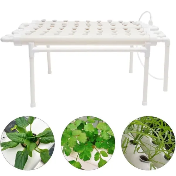 Hydroponiskt odlingskit - 6-rörssystem - 54 odlingsplatser - 1 nivå - PVC - Komplett set - Vit Kit För Växt- & Örtplantering