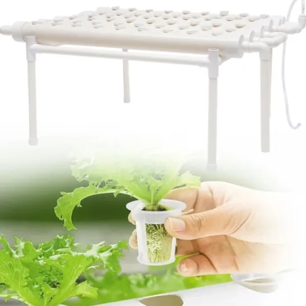 Hydroponiskt odlingskit - 6-rörssystem - 54 odlingsplatser - 1 nivå - PVC - Komplett set - Vit Kit För Växt- & Örtplantering
