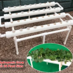 Hot Hydroponiskt odlingskit - 1-lagersystem - 54 hål - PVC-U - Håldiameter 3,2 cm - 4/6 rör - Lila Kit För Växt- & Örtplantering