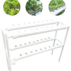 Hot Hydroponiskt Odlingskit - Hydroponiskt Odlingssystem - 2 Nivåer - 72 Växtplatser - Bevattningssystem - Vit Kit För Växt- & Örtplantering