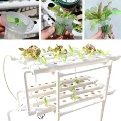 Hot Hydroponiskt Odlingskit - Hydroponiskt Odlingssystem - 2 Nivåer - 72 Växtplatser - Bevattningssystem - Vit Kit För Växt- & Örtplantering