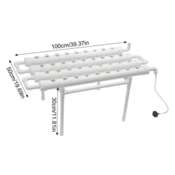 Hydroponiskt odlingskit - Hydroponiskt system - 4 rör - 36 odlingshål - En nivå - För grönsaker, örter, blommor - Vit