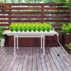 Hydroponiskt odlingskit - Hydroponiskt system - 4 rör - 36 odlingshål - En nivå - För grönsaker, örter, blommor - Vit