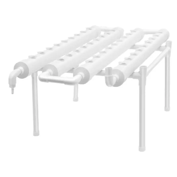 Hydroponiskt odlingskit - Hydroponiskt system - 4 rör - 36 odlingshål - En nivå - För grönsaker, örter, blommor - Vit