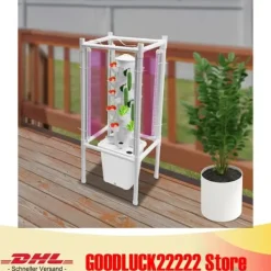 Outlet Hydroponiskt odlingskit - Plantskolekrukor - Vattenpump & slangadapter - Vattennivåmätare - Livsmedelsklassad PP - Platssparande design - Vit Kit För Växt- & Örtplantering