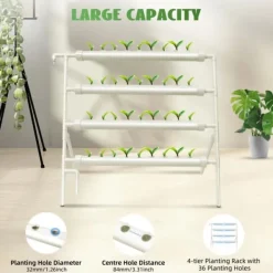 Outlet Hydroponiskt odlingskit - Rörsystem i PVC - Med 36 Odlingsplatser - Diameter 32 mm - Storlek 95×45×100 cm - Spänning 220 V/50 Hz - Utan Reservoar Kit För Växt- & Örtplantering