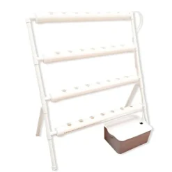 Outlet Hydroponiskt odlingskit, PVC-konstruktion, Automatisk bevattningssystem,VIT Kit För Växt- & Örtplantering