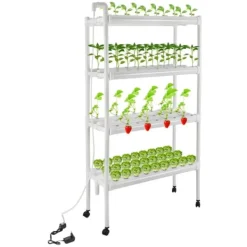 Clearance Hydroponiskt odlingssystem - Planteringskit - 4 lager, 108 platser - Med timer och vattenpump - PVC - För sallad, raps och betor Kit För Växt- & Örtplantering