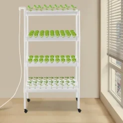 Clearance Hydroponiskt odlingssystem - Planteringskit - 4 lager, 108 platser - Med timer och vattenpump - PVC - För sallad, raps och betor Kit För Växt- & Örtplantering
