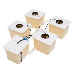 Sale Hydroponiskt odlingssystem - KP182 - 5 hinkar - 11 L kapacitet - Inomhus droppbevattning - Komplett kit - Gul och vit Kit För Växt- & Örtplantering