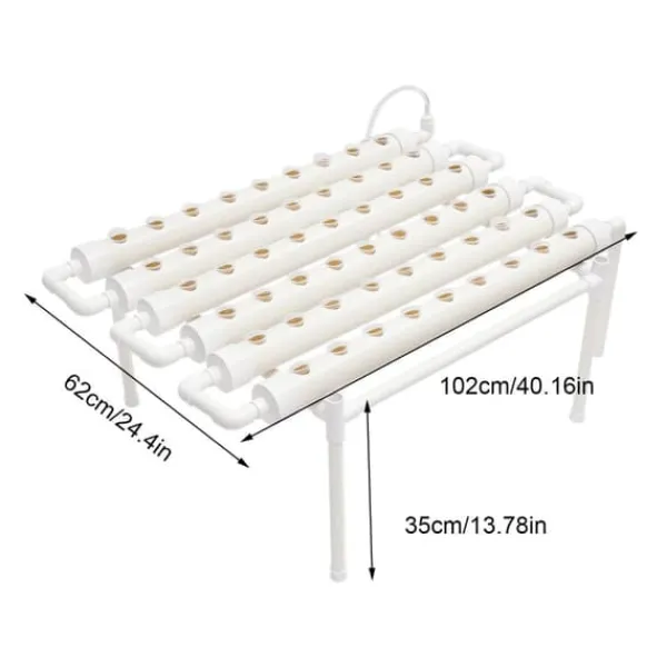 Hydroponiskt odlingssystem - Odlingskit - 54 plantplatser - Jordfri odling - För grönsaker - Vit
