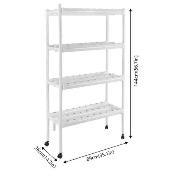 Hydroponiskt Odlingssystem - 4 Våningar 108 Odlingsplatser - Timerstyrd Vattenpump - PVC - Hydroponiskt Odlingskit - För Sallad Raps Betor