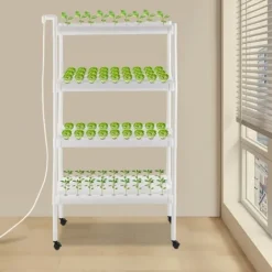 Hydroponiskt Odlingssystem - 4 Våningar 108 Odlingsplatser - Timerstyrd Vattenpump - PVC - Hydroponiskt Odlingskit - För Sallad Raps Betor