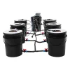 Hydroponiskt odlingssystem - DWC 7-hinkars kit - 20 l per hink - Luftpump EU-kontakt - Max lyfthöjd 1,2 m - PP - Svart