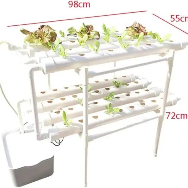 Hydroponiskt odlingssystem - Odlingssats - 72 hål - PVC - För grönsaker - Vit