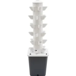 Discount Hydroponiskt odlingssystem - Vertikalt tornkit - 6 våningar - 30 planteringshål - Med vattenpump - Vattennivåmätare - Vit/Grå Kit För Växt- & Örtplantering