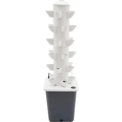 Discount Hydroponiskt odlingssystem - Vertikalt tornkit - 6 våningar - 30 planteringshål - Med vattenpump - Vattennivåmätare - Vit/Grå Kit För Växt- & Örtplantering