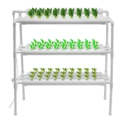 New Hydroponiskt odlingssystem, 3-vånings PVC-rörsystem, 90 odlingsplatser Kit För Växt- & Örtplantering