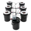 Hydroponiskt odlingssystem - kit - 7 delar - 20 l odlingshinkar - jordlös odling - med luftpump - svart