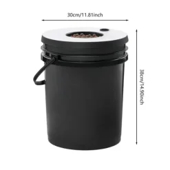 Hydroponiskt odlingssystem - kit - 7 delar - 20 l odlingshinkar - jordlös odling - med luftpump - svart