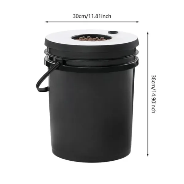 Hydroponiskt odlingssystem - kit - 7 delar - 20 l odlingshinkar - jordlös odling - med luftpump - svart