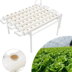 Outlet Hydroponiskt odlingssystem - Odlingskit enkel nivå - 54 Odlingshål - 6 Rör - För Grönsaker och Örter - Hem och Trädgård - Vit Kit För Växt- & Örtplantering