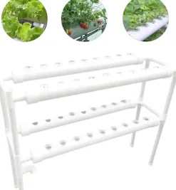 Online Hydroponiskt odlingssystem - Inomhus odlingskit - 36 odlingsplatser - 2 nivåer - För örter och grönsaker - Vit Kit För Växt- & Örtplantering