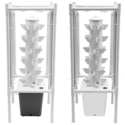 Online Hydroponiskt trädgårdssystem - Vertikalt odlingstorn - 30 Odlingshål - 6 Lager - 4 Växtlampor - 10 L Vattentank - Storlek 39×39×97 cm - Vit Kit För Växt- & Örtplantering