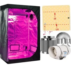 Hot Hydroponiskt växtsystem, Fullspektrum LED-lampor, Kompletta växttältkit,120x120x200 kit, Paket C Kit För Växt- & Örtplantering