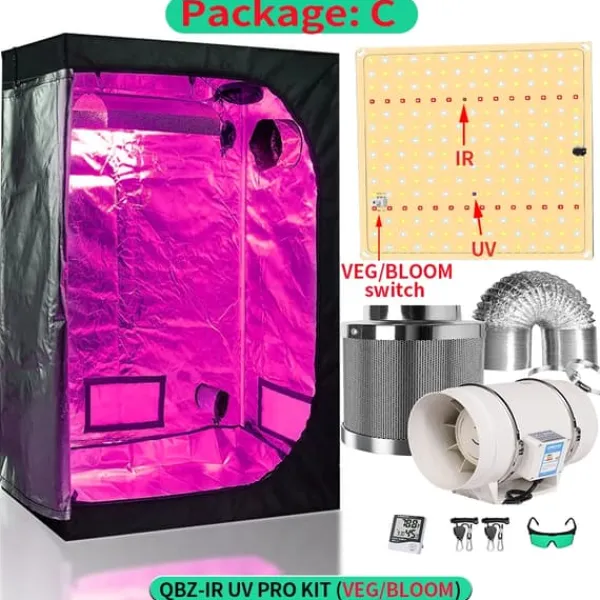 Hydroponiskt växtsystem, Fullspektrum LED-lampor, Kompletta växttältkit,150x150x200cm kit, Paket C-a