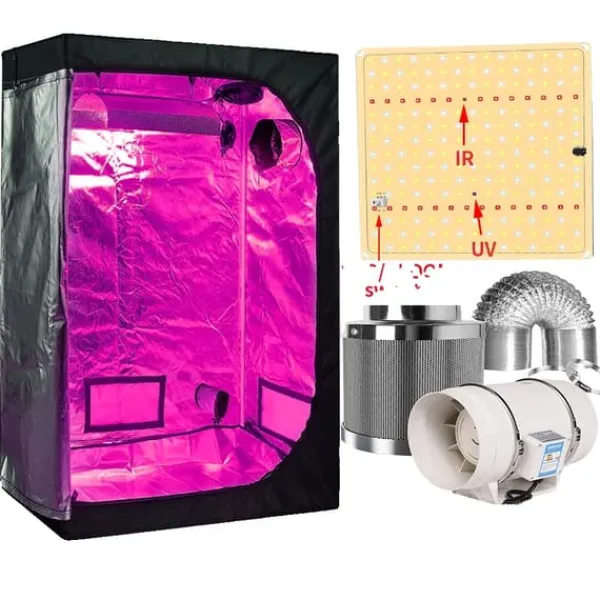 Hydroponiskt växtsystem, Fullspektrum LED-lampor, Kompletta växttältkit,50x50x100cm kit, Paket C