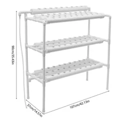 Hot Hydroponiskt växtsystem, 3-lagersdesign, 108 växtplatser,Vit-b Kit För Växt- & Örtplantering