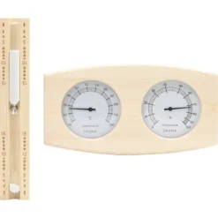 2-i-1 Bastutermometer & hygrometer sandur set massiv furu Bastu