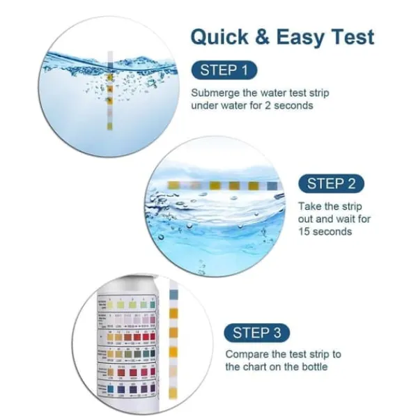 6-i-1 Pool- och Spa-teststickor , Vattentestare 50-pack - pH, Klor, Alkalinitet, Cyanursyra, Hårdhet