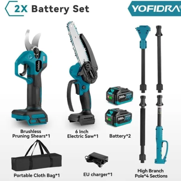 Online 3in1 Electric High Branch Saw with 2 Batteries 20000RPM Cordless Telescoping High Pruning Shear Garden Power Tool Trädgårdsmaskiner