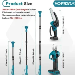Online 3in1 Electric High Branch Saw with 2 Batteries 20000RPM Cordless Telescoping High Pruning Shear Garden Power Tool Trädgårdsmaskiner