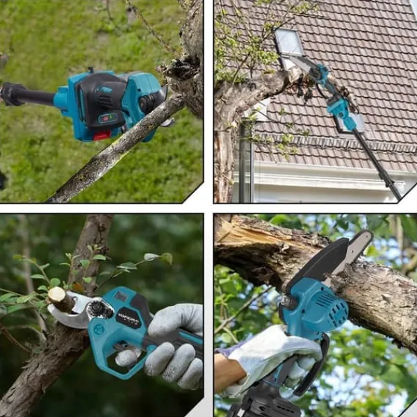 Online 3in1 Electric High Branch Saw with 2 Batteries 20000RPM Cordless Telescoping High Pruning Shear Garden Power Tool Trädgårdsmaskiner