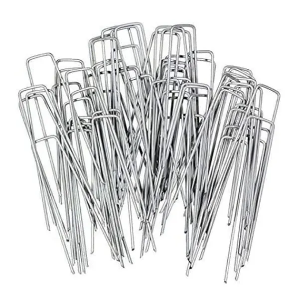 Hot INF 100 st U-formade förankringspinnar för trädgård Silver Markduk & Fiberduk