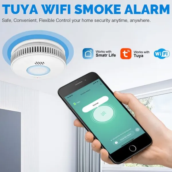 Hot INF WiFi Brandvarnare, 3-års batteri Brandlarm med LED-indikator Vit 0 Brandlarm