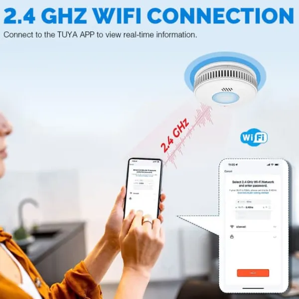 Hot INF WiFi Brandvarnare, 3-års batteri Brandlarm med LED-indikator Vit 0 Brandlarm