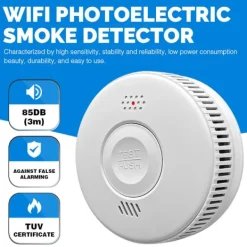 Hot INF WiFi Brandvarnare, 3-års batteri Brandlarm med LED-indikator Vit 0 Brandlarm