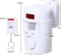 Infraröd Rörelsesensor Alarm - Burglar Alarm med 2 Fjärrkontroller, 105° Scanningsområde och 105dB, Lämplig för Hem/Garage/Butiker