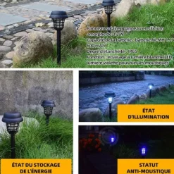 INN Antimygglampa 2st 35,5 x 9cm utomhussollampa för trädgårdsantimyggor och skadliga insekter för dubbelfunktion