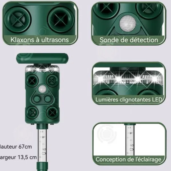 INN Avvisande infraröd LED-sensor 110 grader Vattentålig och dammtålig fotosensor Solenergidriven avvisande för djur
